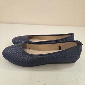 Harborsides Womens Navy Blue Woven Memory Foam Ballet Flats Size 7 Round Toe